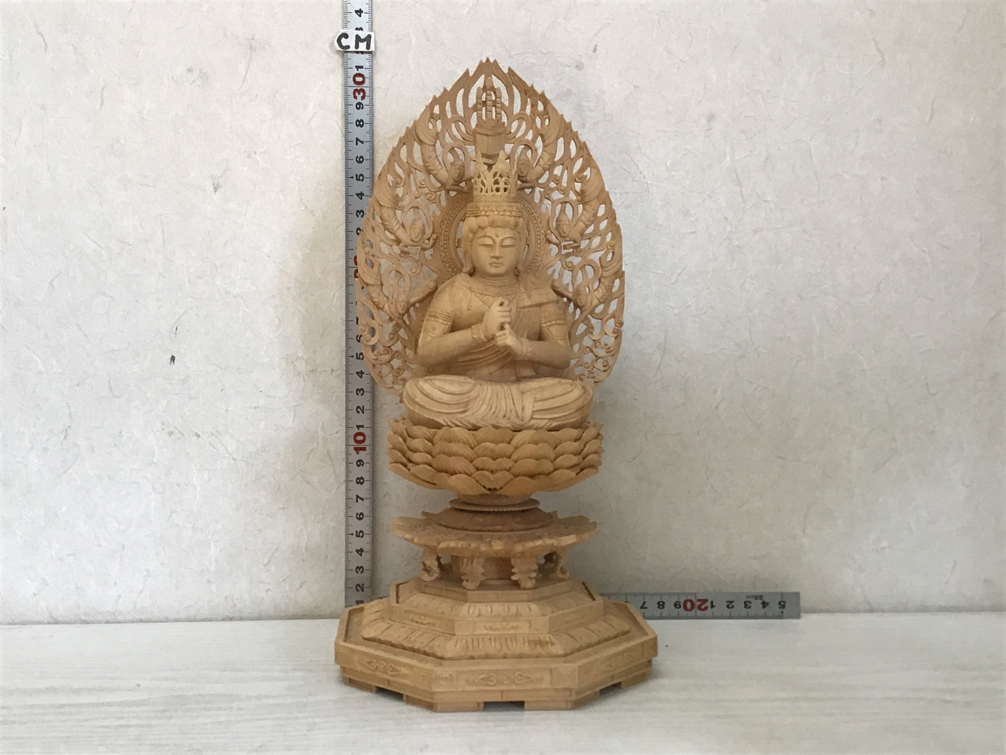 Y2057 STATUE Sitting Buddha image figurine wood carving Japanese antique