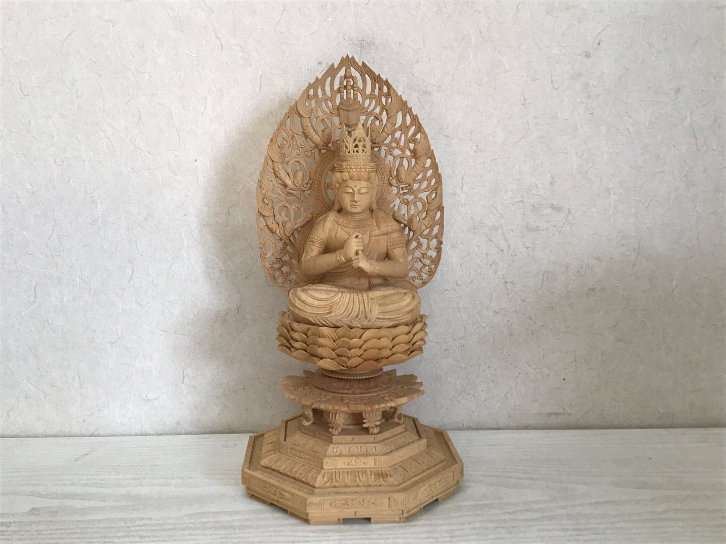 Y2057 STATUE Sitting Buddha image figurine wood carving Japanese antique