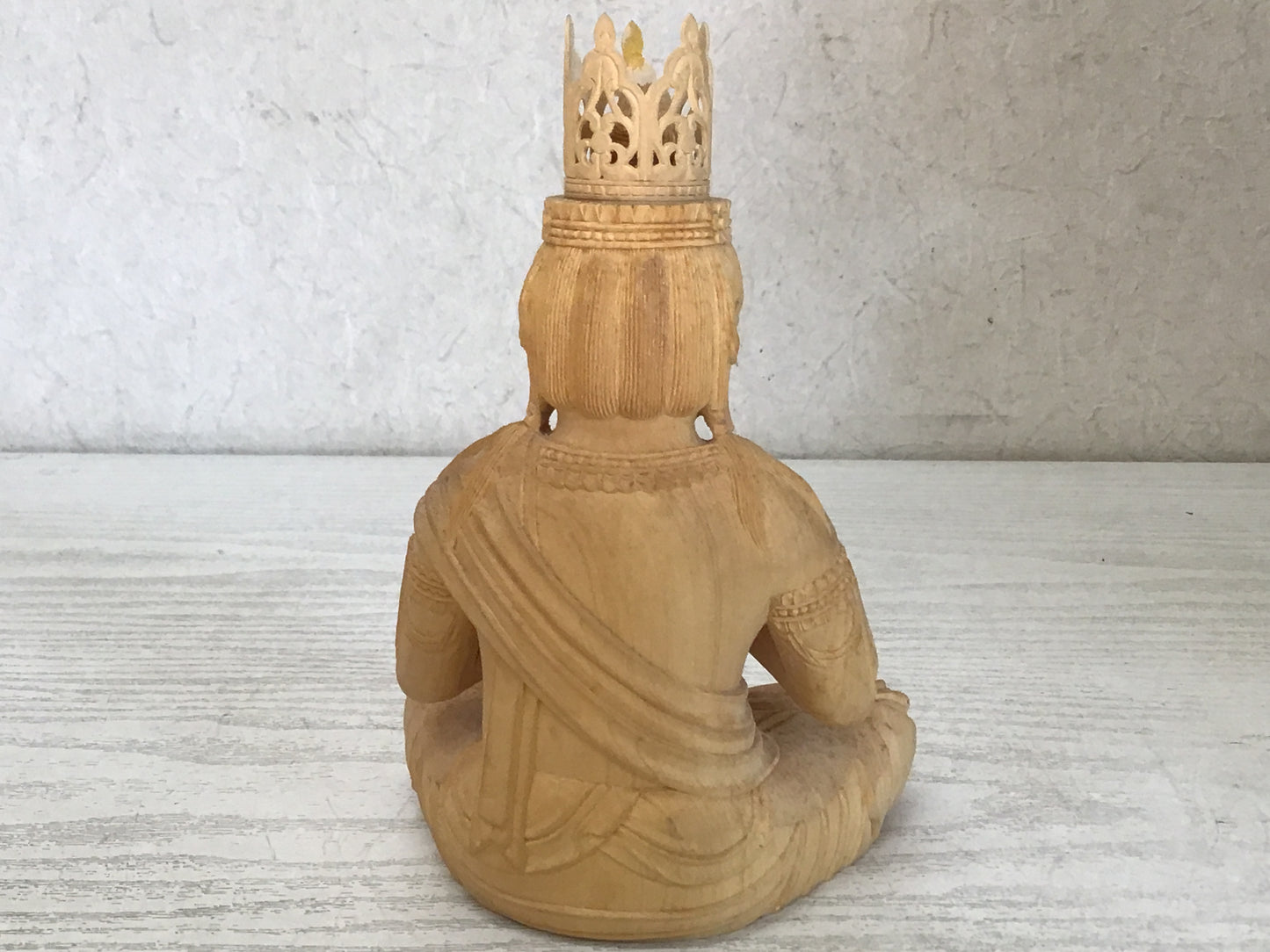 Y2057 STATUE Sitting Buddha image figurine wood carving Japanese antique