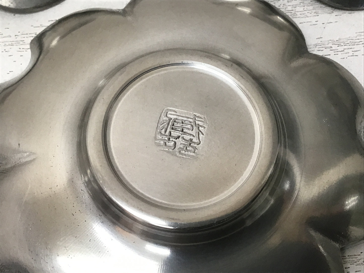 Y2072 DISH Tin Chataku Saucer Teacup Holder signed box  Zouen Japanese antique