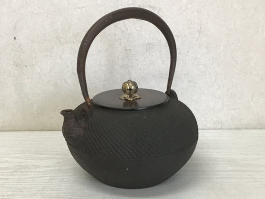 Y2084 TETSUBIN Arare pattern tea pot Japanese Iron Tea Kettle Teapot antique