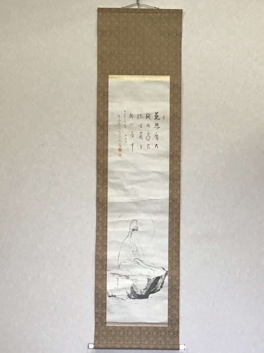Y2113 KAKEJIKU white coat Kannon Buddhist picture signed 176x45cm hanging scroll