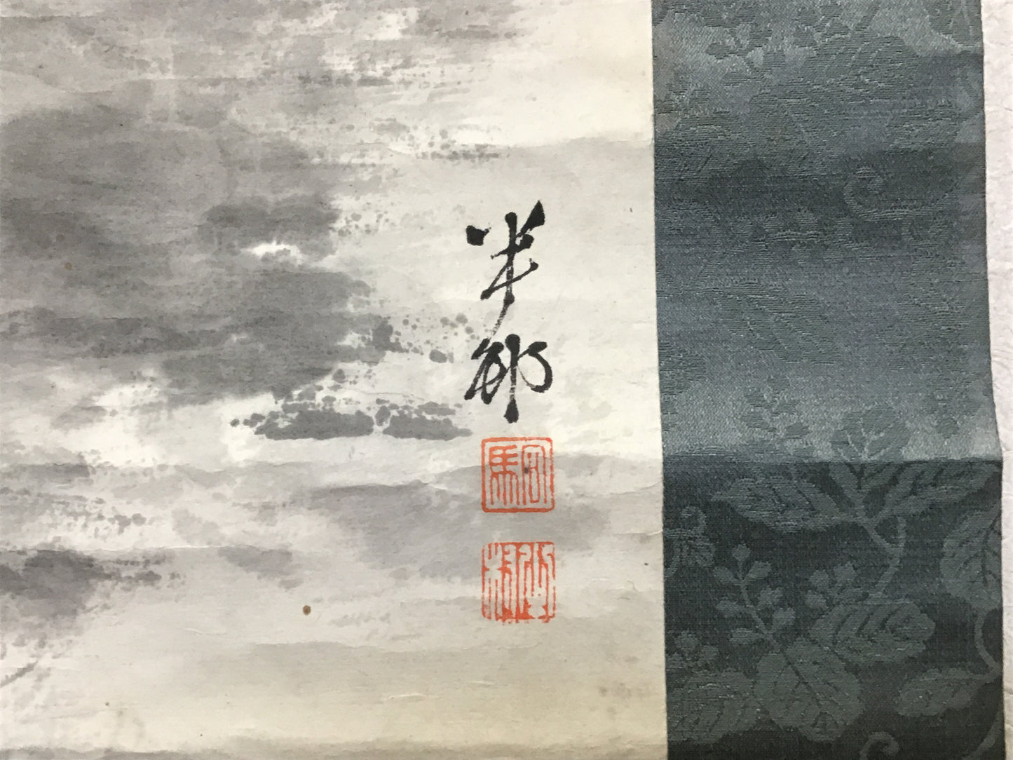 Y2114 KAKEJIKU Ink Landscape signed 134x53cm Japanese hanging scroll interior