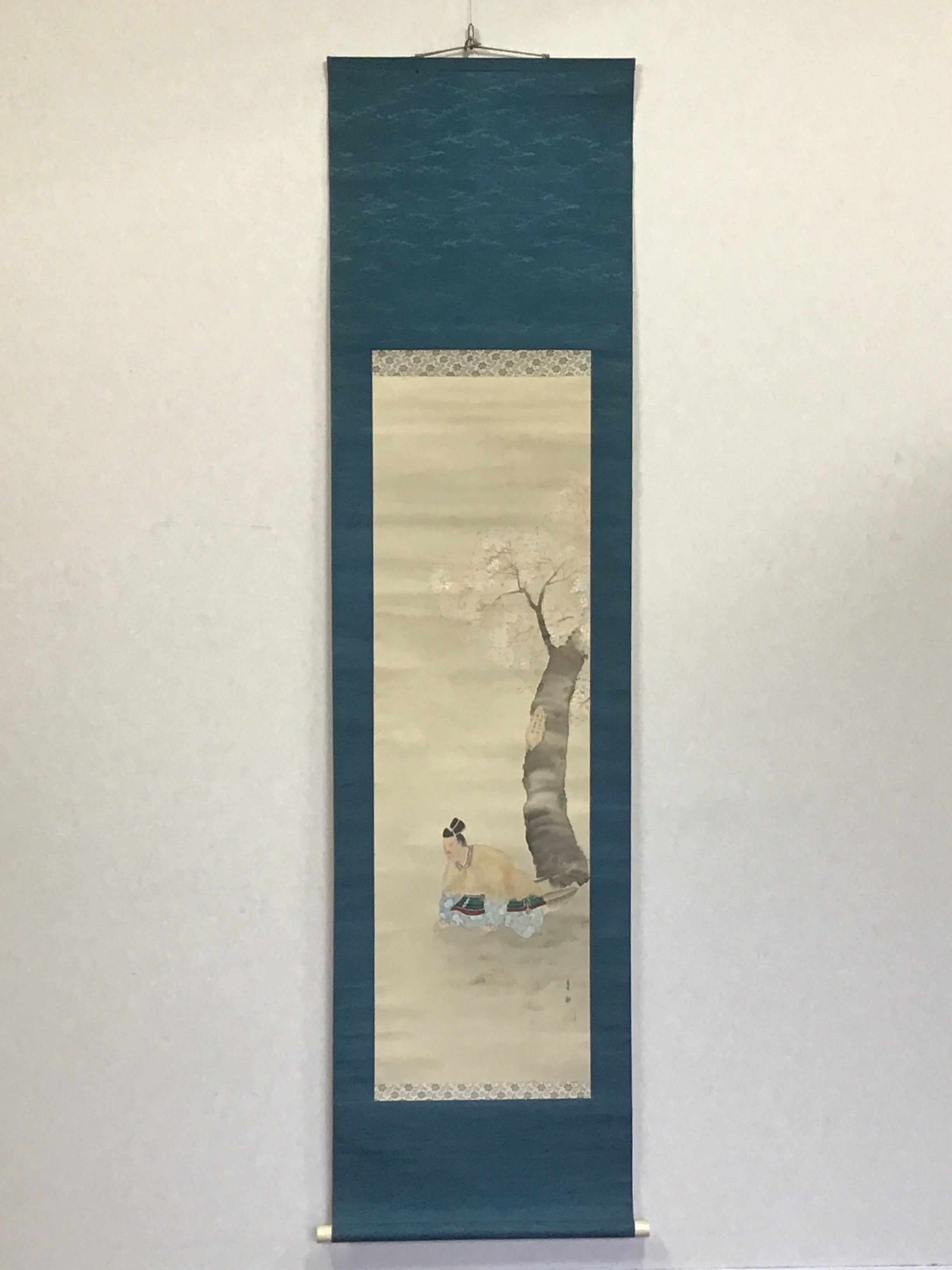 Y2121 KAKEJIKU Samurai signed 186x49cm Japanese hanging scroll interio ...