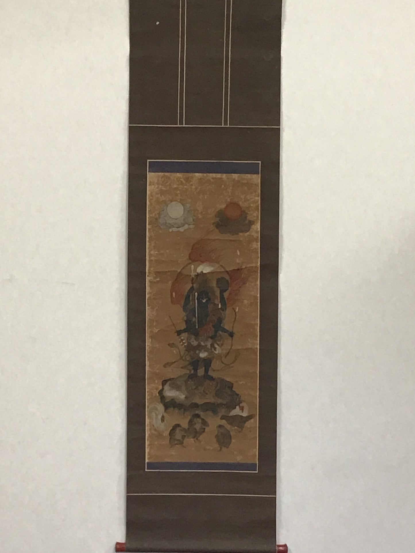 Y2179 KAKEJIKU Buddhist picture signed 144x39cm Japanese hanging scroll interior