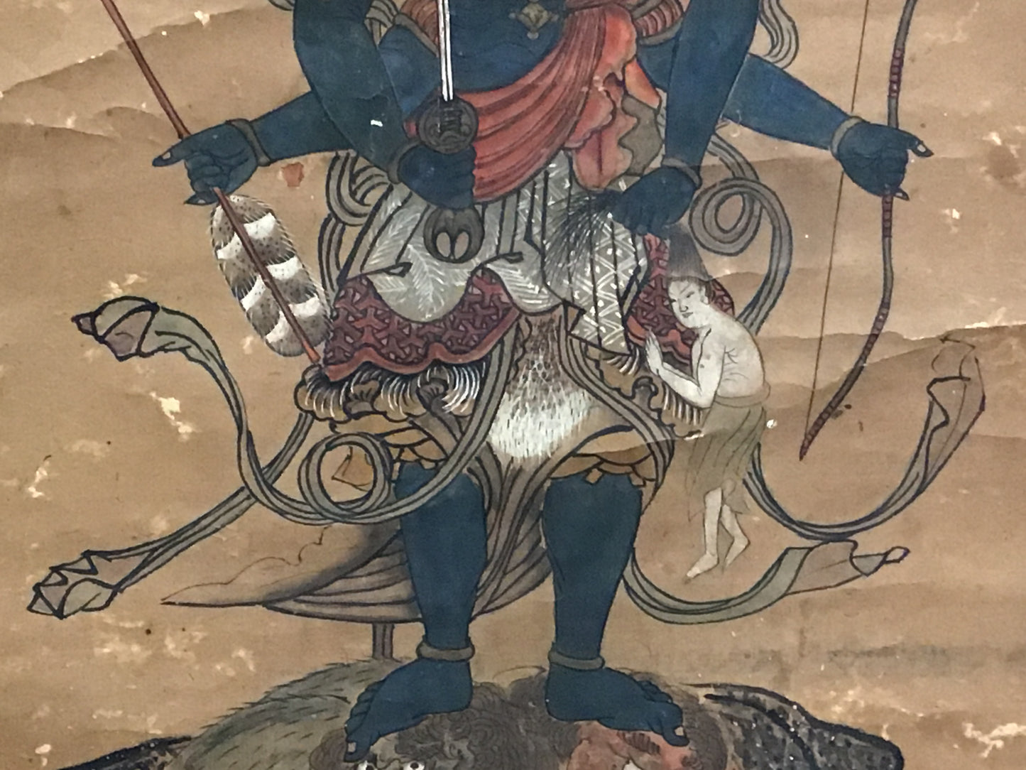 Y2179 KAKEJIKU Buddhist picture signed 144x39cm Japanese hanging scroll interior