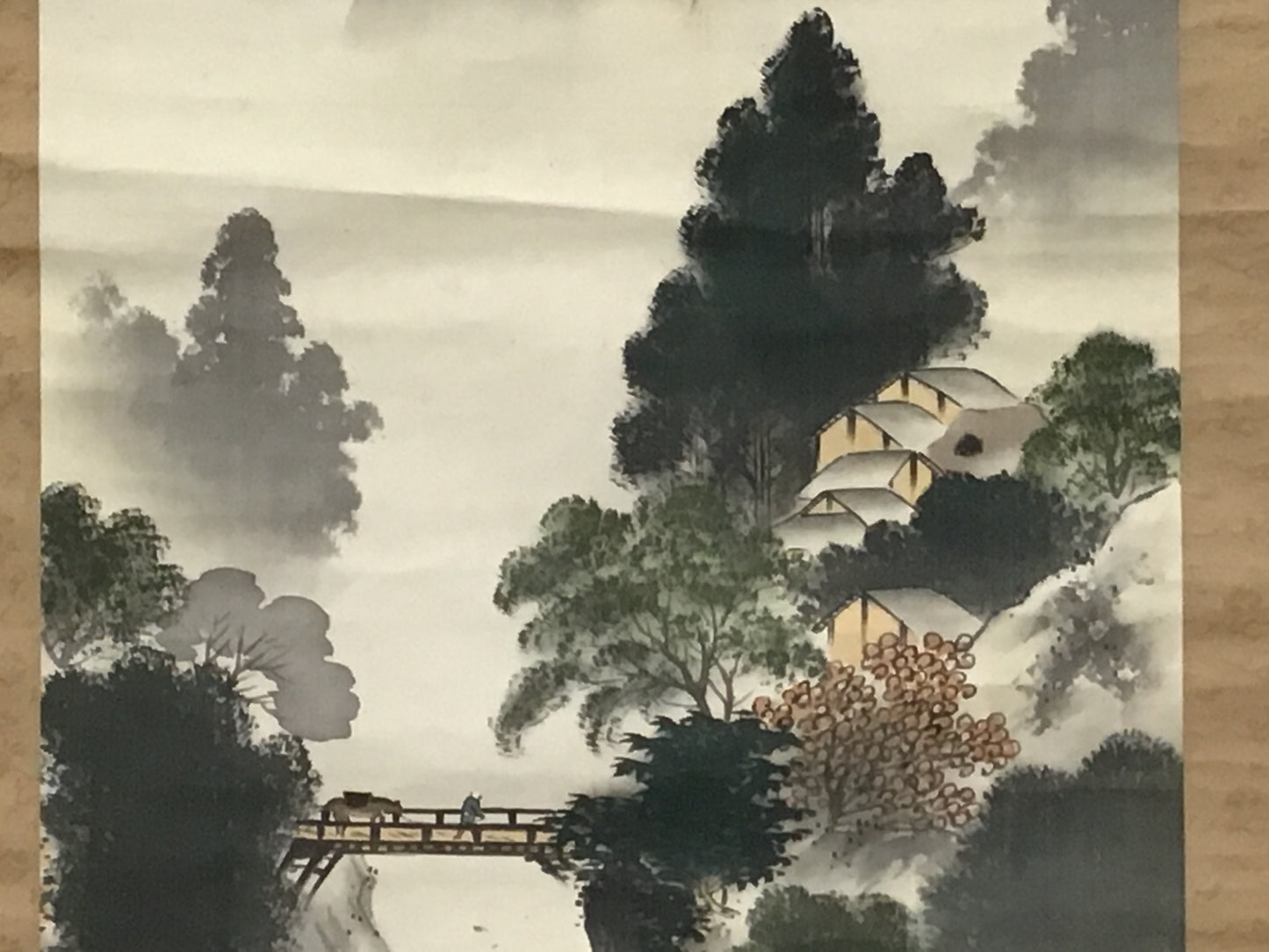 Y2182 KAKEJIKU Landscape signed 186x51cm Japanese hanging scroll interior