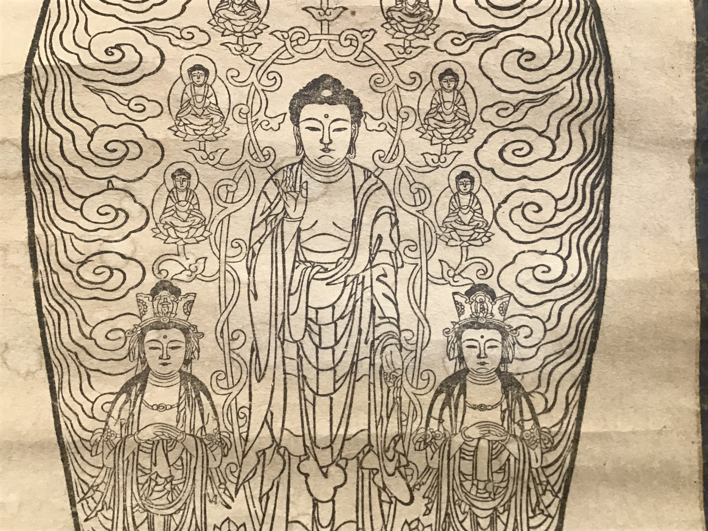 Y2184 KAKEJIKU Buddhist picture 63x24cm Japanese hanging scroll interior
