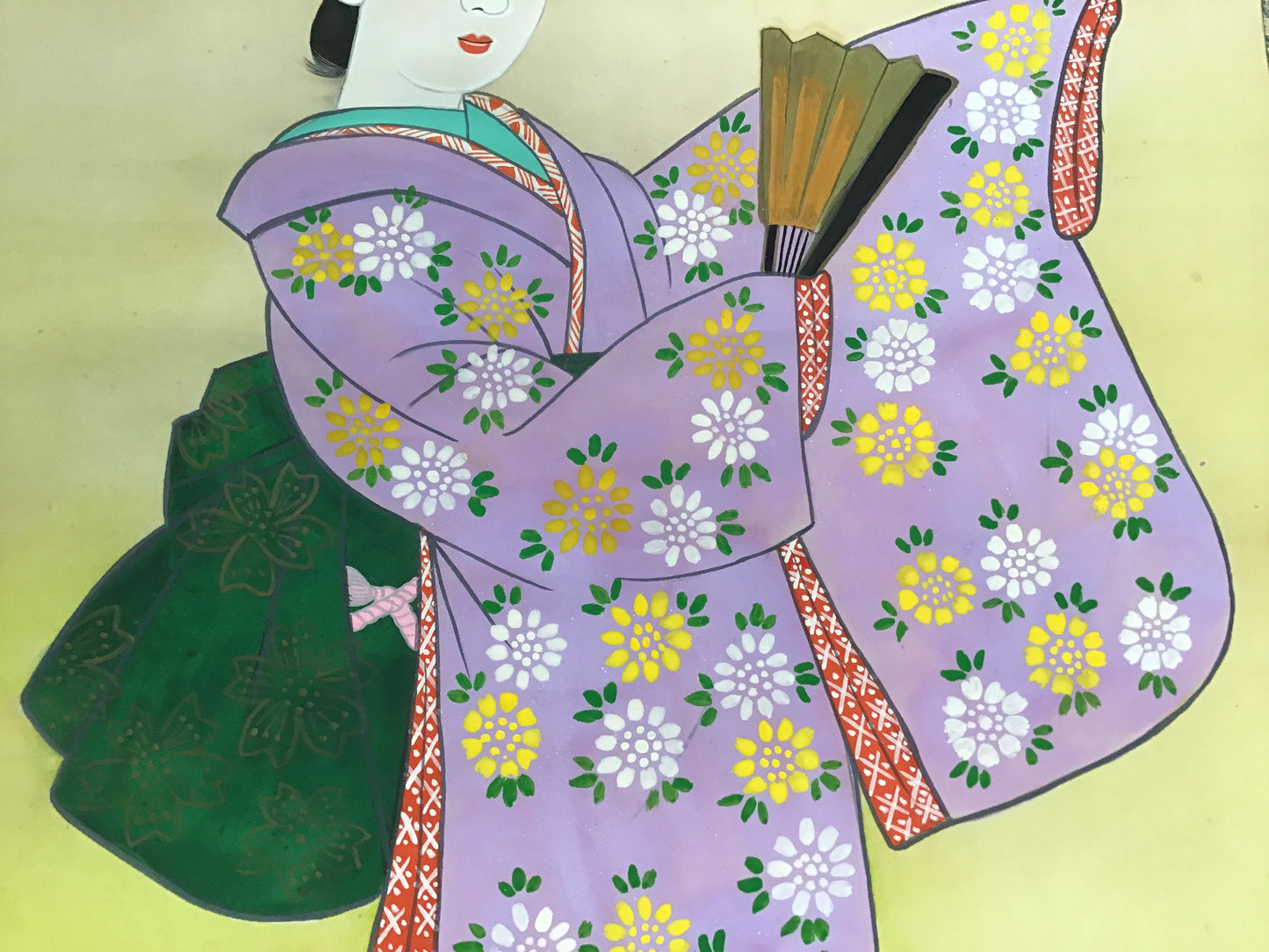 Y2186 KAKEJIKU Kimono Beauty dance 180x52cm Japanese hanging scroll interior
