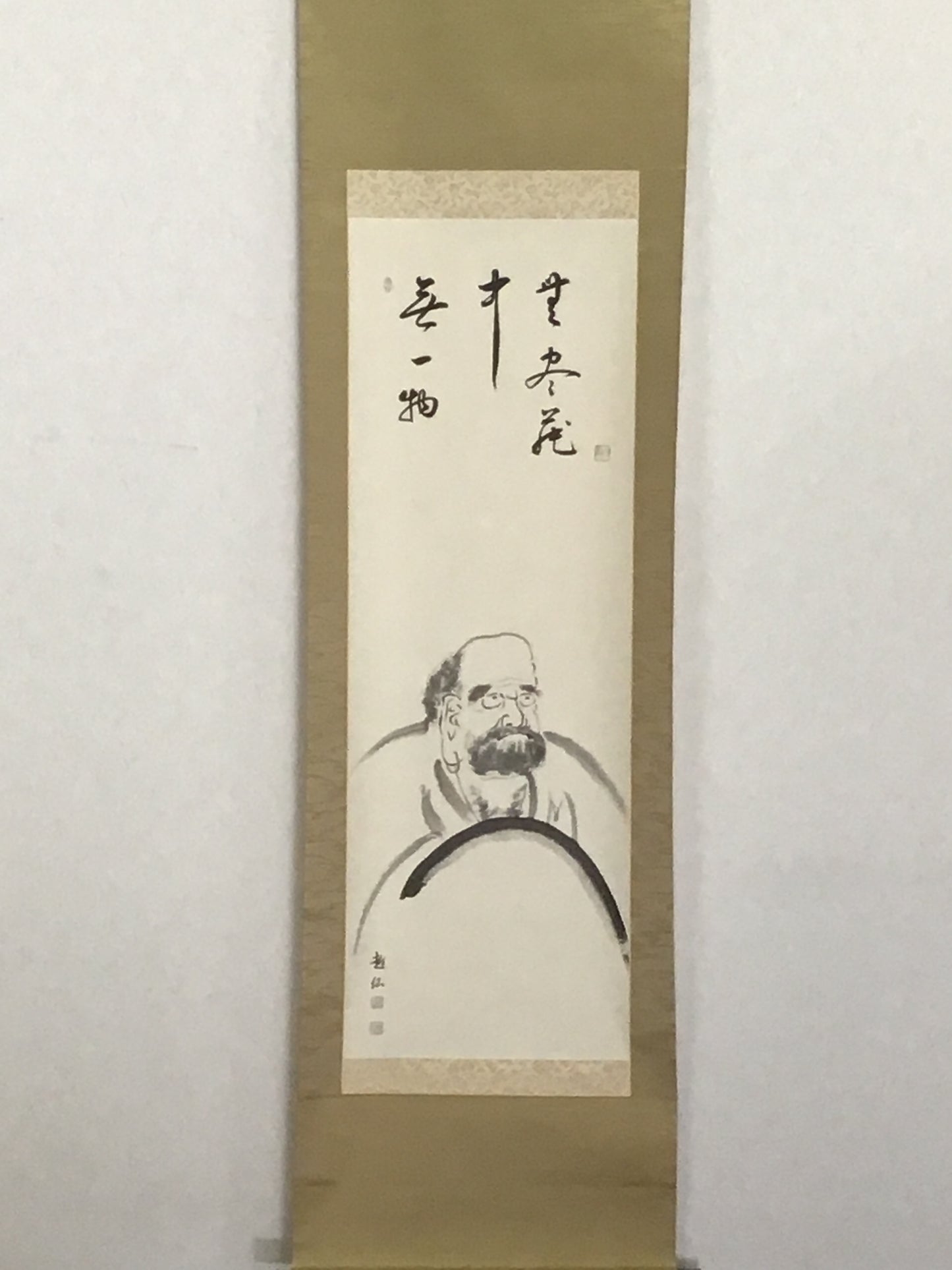 Y2206 KAKEJIKU Daruma signed box 161x43cm Japanese hanging scroll interior