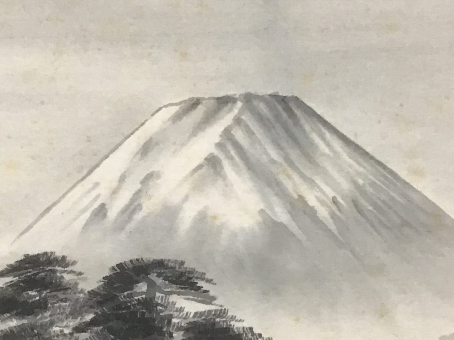 Y2218 KAKEJIKU Mt.Fuji Landscape signed box 130x38cm Japanese hanging scroll