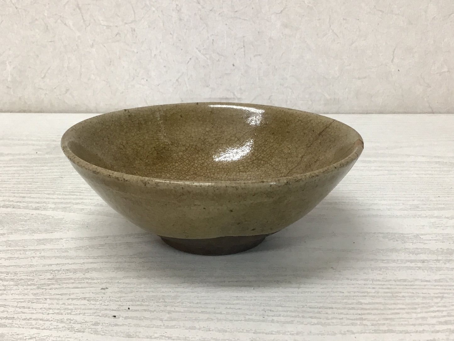 Y2235 CHAWAN Ofuke-ware flat signed box kintsugi Japan pottery tea ceremony bowl