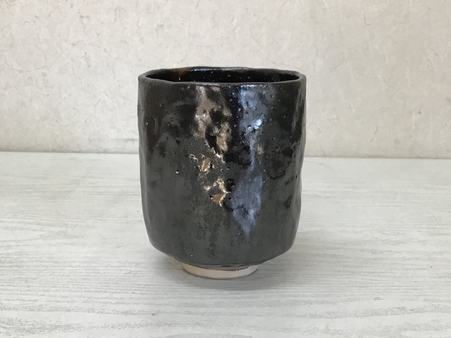 Y2236 CHAWAN Seto-ware black signed box Japan pottery antique tea ceremony bowl