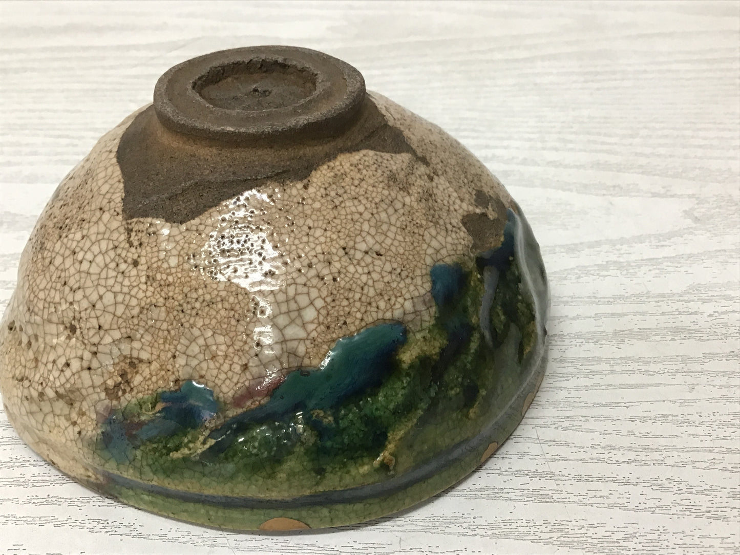 Y2323 CHAWAN Oribe-ware kintsugi box Japan pottery antique tea ceremony bowl
