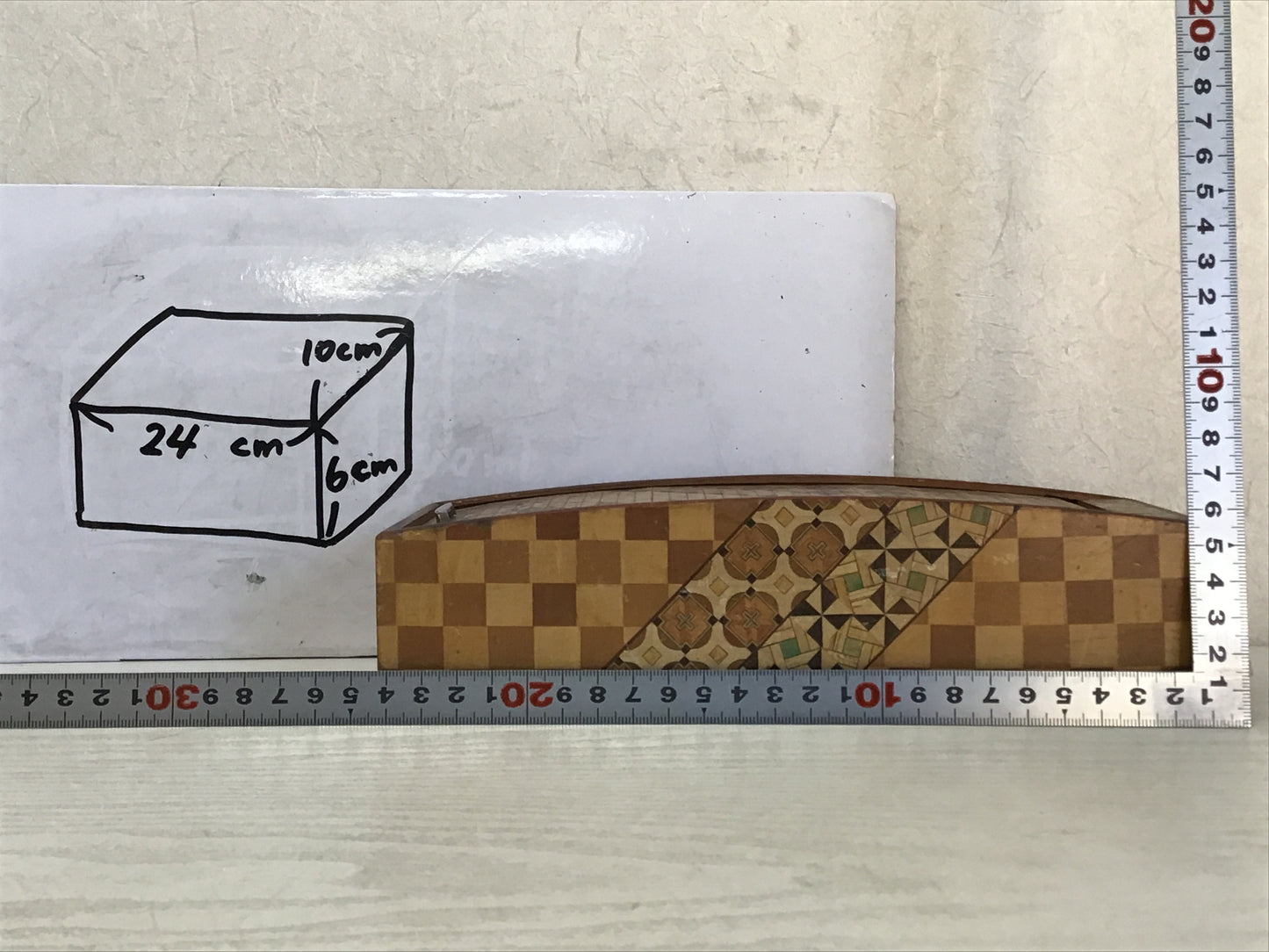 Y2332 BOX Hakone woodwork accessory case bellows storage interior Japan antique