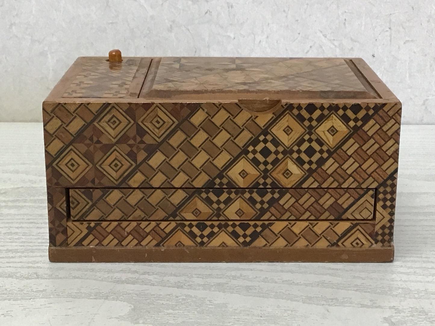 Y2335 BOX Hakone woodwork tobacco case storage interior Japan antique vintage