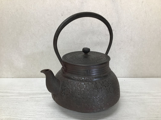 Y2353 TETSUBIN Nanbu Nambu Cherry Blossoms signed Japan Iron Tea Kettle Teapot