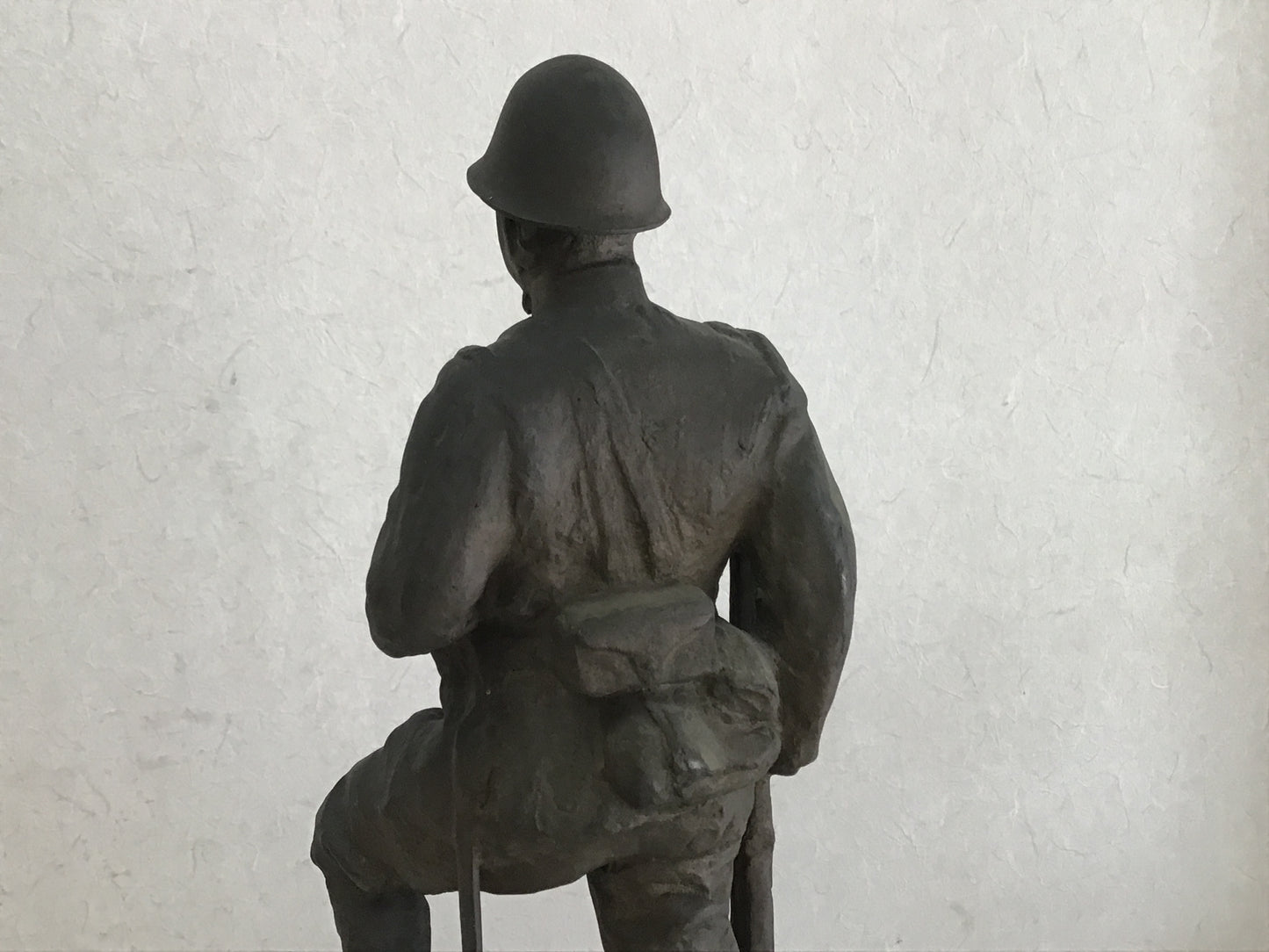 Y2410 STATUE Jitsuzo Hinago Copper figure Army soldier signed box Japan vintage