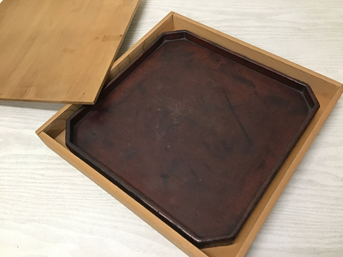 Y2426 TRAY Negoro lacquerware splayed OBON OZEN signed box Japan antique vintage