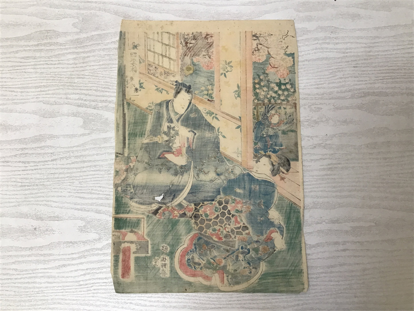 Y2466 WOODBLOCK PRINT Kuniteru 1 piece Japanese Ukiyoe vintage painting art
