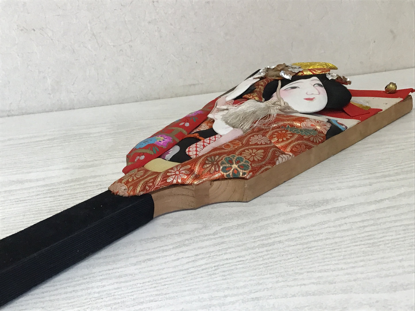 Y2475 HAGOITA Beautiful Woman Folding Fan battledore Japan vintage traditional
