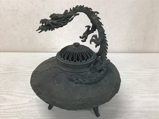 Y2493 KOURO Copper Dragon signed Japan antique Incense Burner fragrance aroma