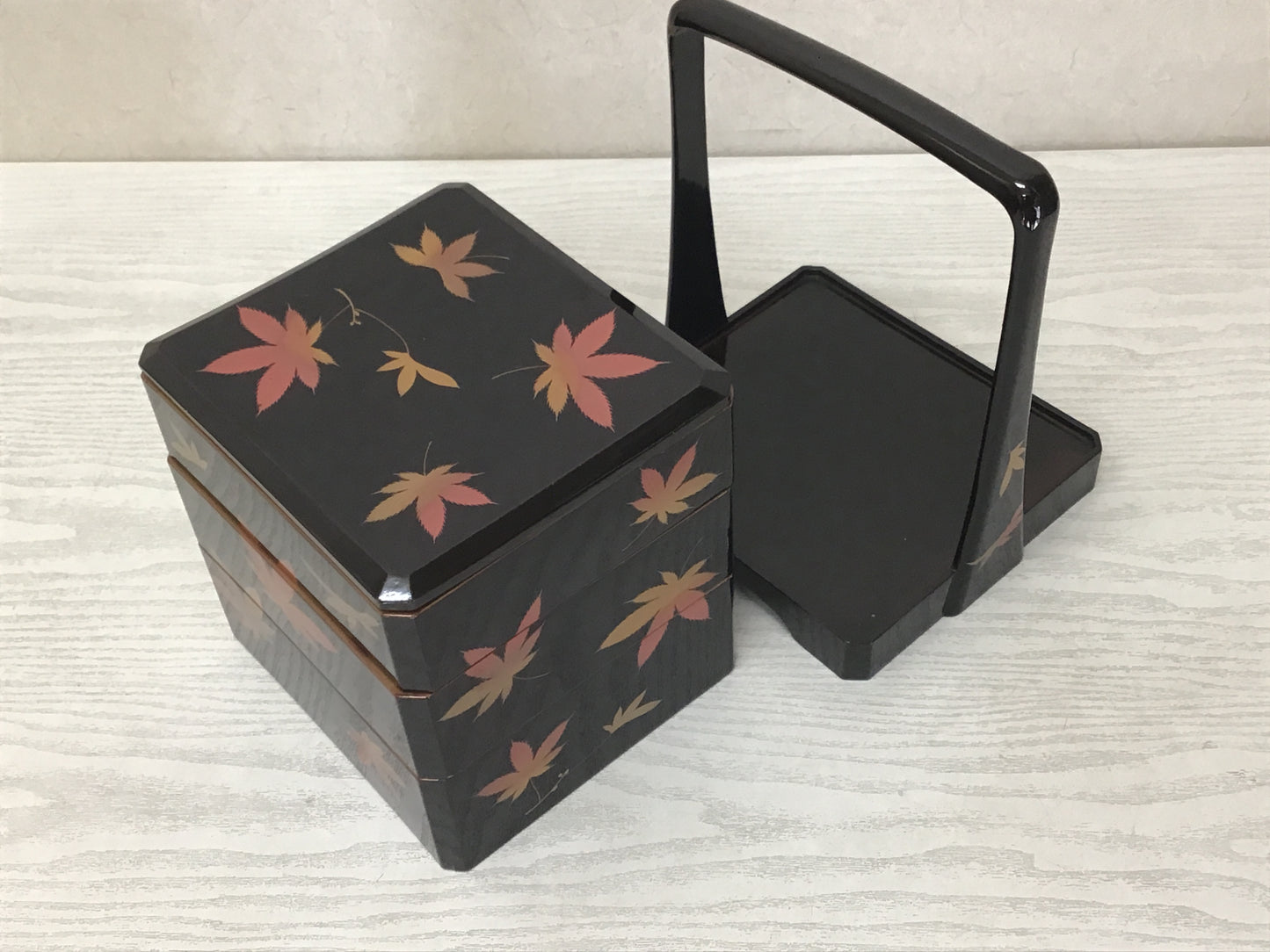 Y2507 BOX Lacquered autumn leaves Makie lacquer Japanese antique Japan vintage