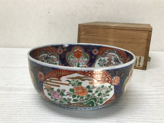 Y2515 CHAWAN Imari-ware Koimari color Pot bowl Japan antique vintage pottery