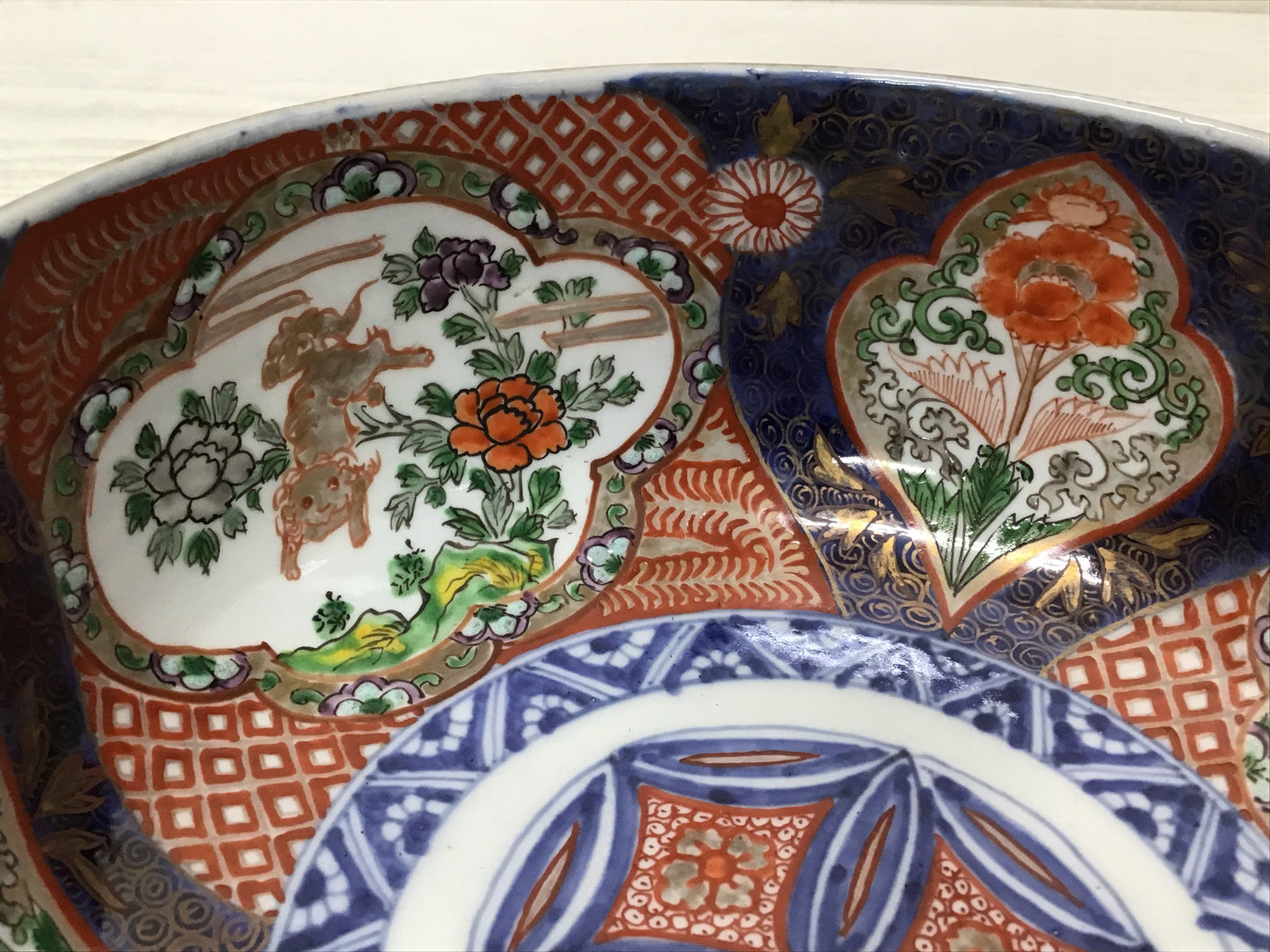 Y2515 CHAWAN Imari-ware Koimari color Pot bowl Japan antique vintage pottery
