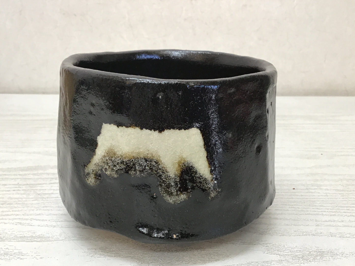 Y2571 CHAWAN Seto-ware Black signed box Japan tea ceremony antique pottery