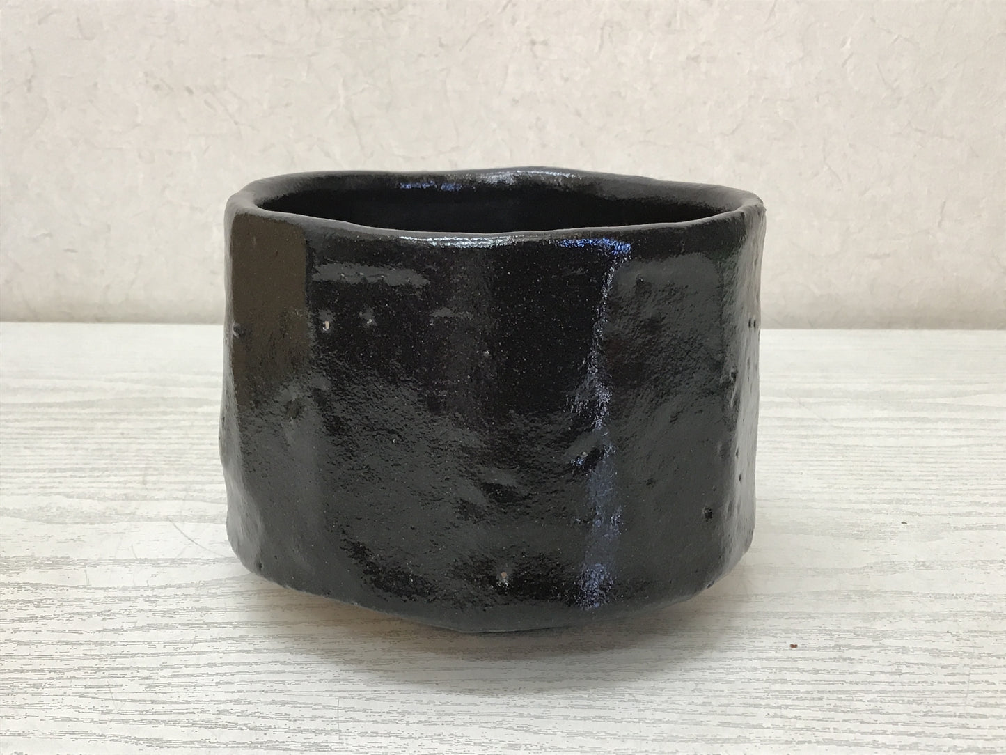 Y2571 CHAWAN Seto-ware Black signed box Japan tea ceremony antique pottery