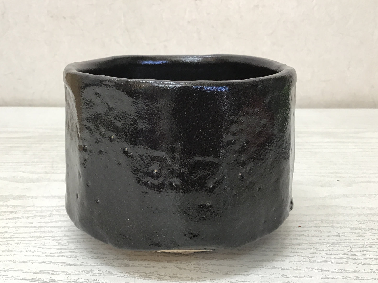 Y2571 CHAWAN Seto-ware Black signed box Japan tea ceremony antique pottery