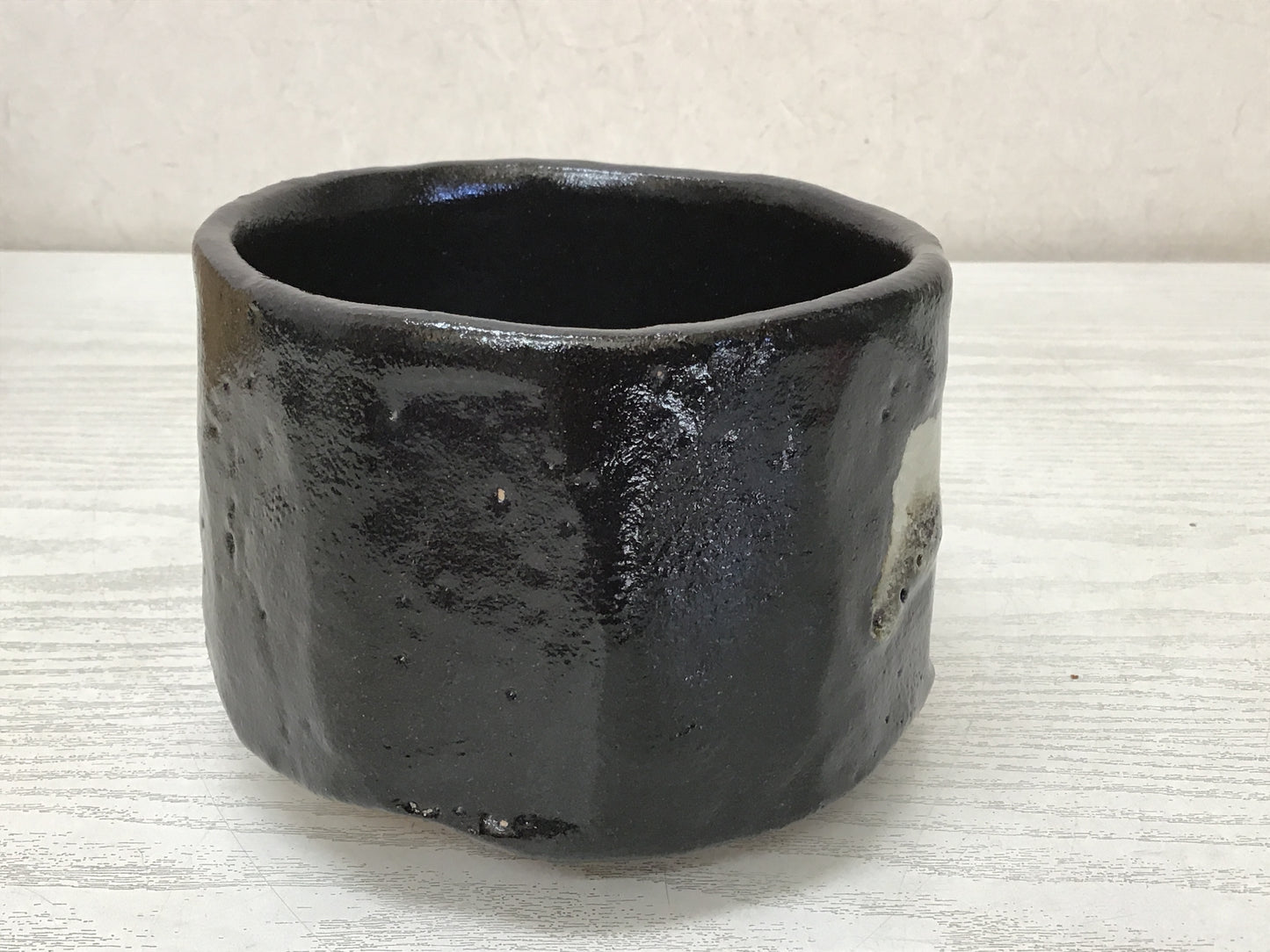 Y2571 CHAWAN Seto-ware Black signed box Japan tea ceremony antique pottery