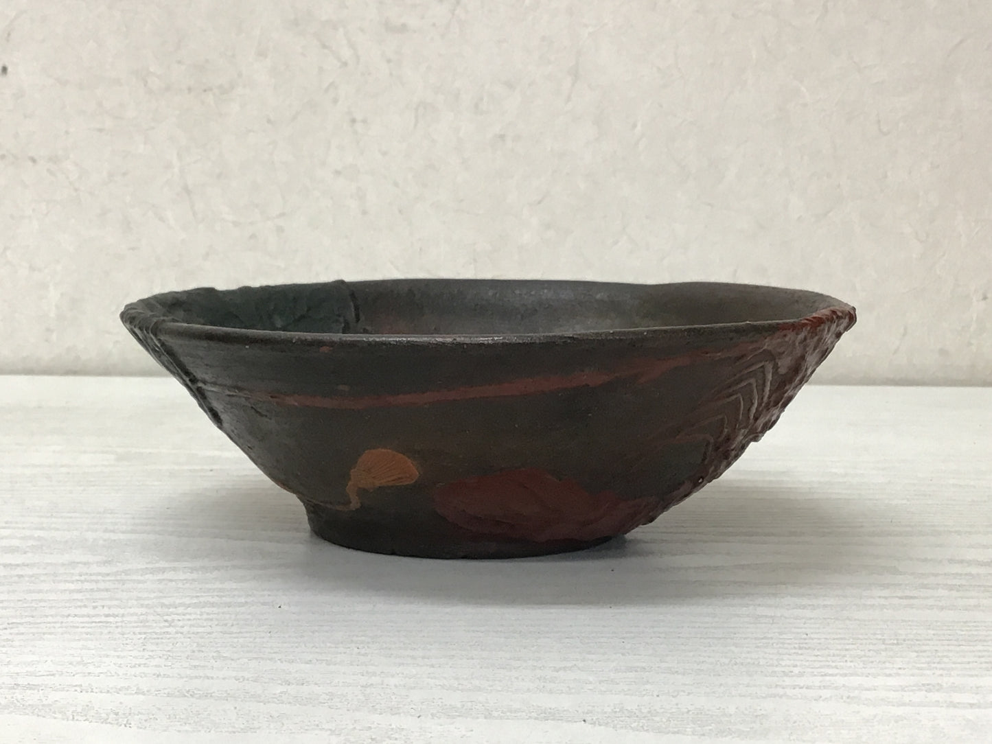 Y2582 CHAWAN Pottery Shrimp box confectionery Japan tea ceremony bowl antique