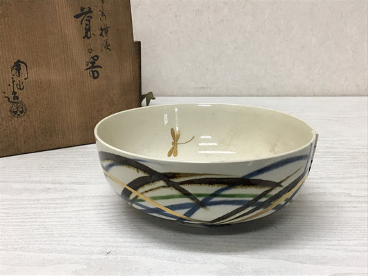 Y2600 CHAWAN Kyo-ware signed box confectionery Japan tea ceremony bowl antique