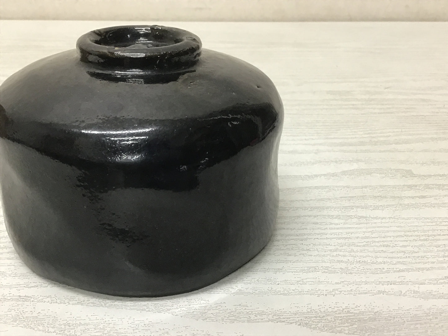 Y2637 CHAWAN Raku-ware Black signed box Japan tea ceremony bowl antique