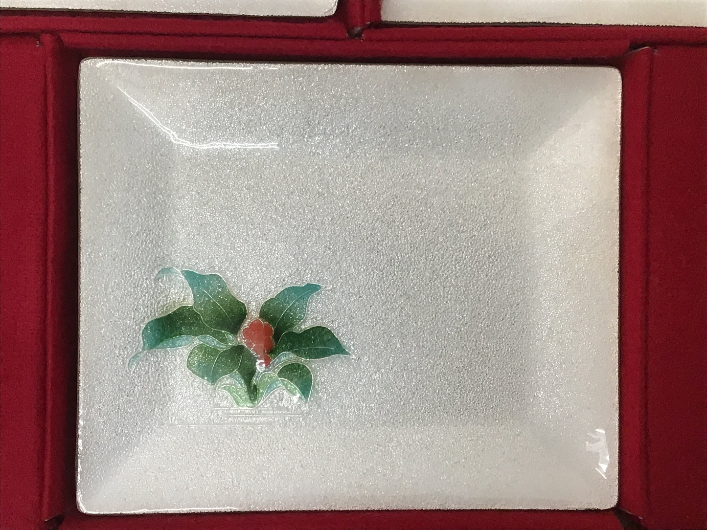 Y2646 DISH Cloisonne Serving Plate set of 5 box Japan antique vintage tableware
