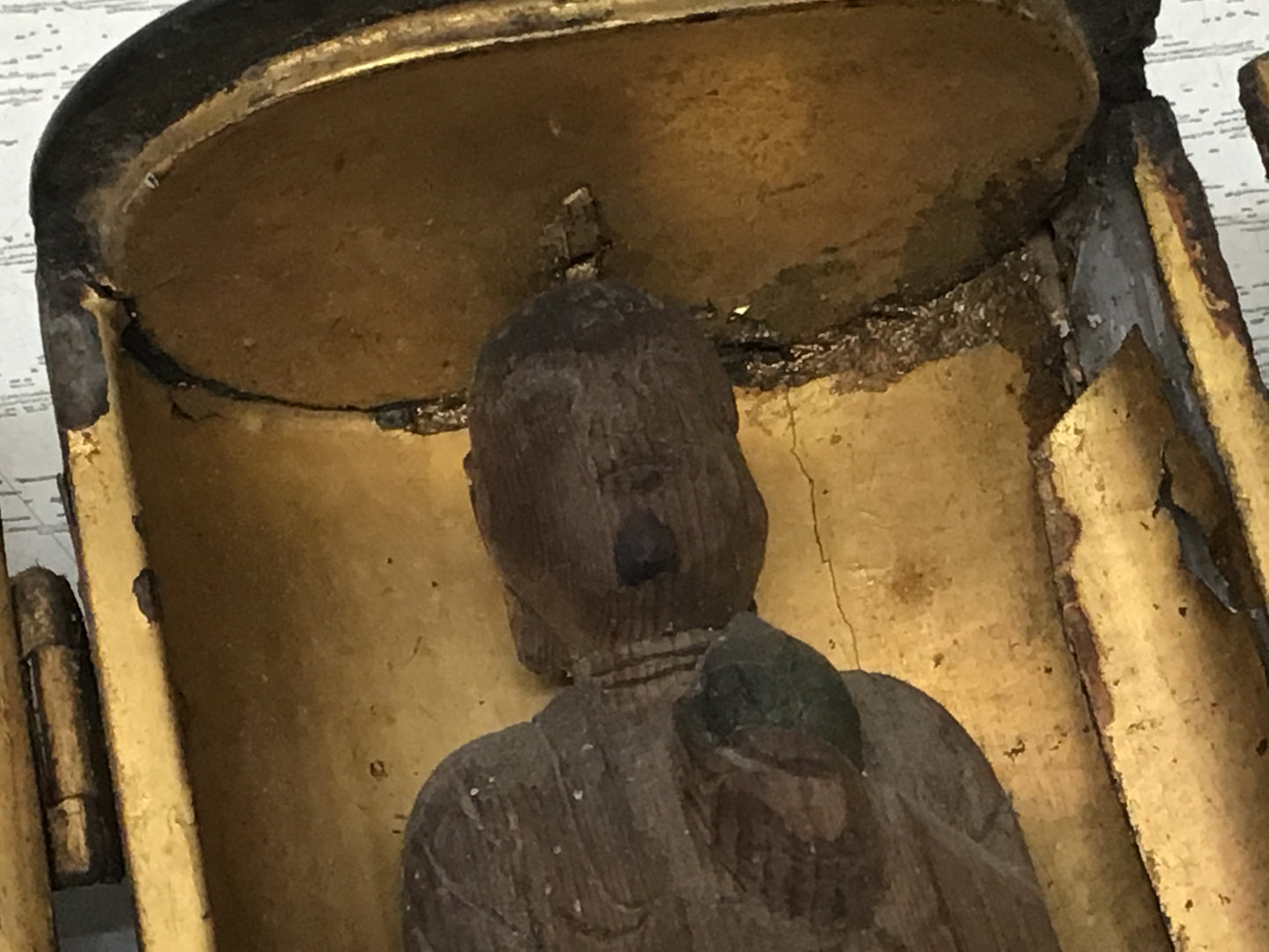 Y2667 STATUE Buddha wooden figure shrine Japan vintage antique figurine