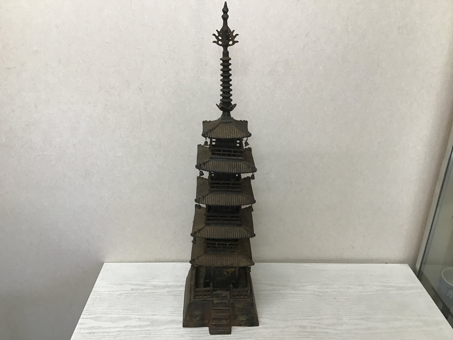 Y2673 OKIMONO Iron Five-storied Pagoda figure Japan antique decor interior