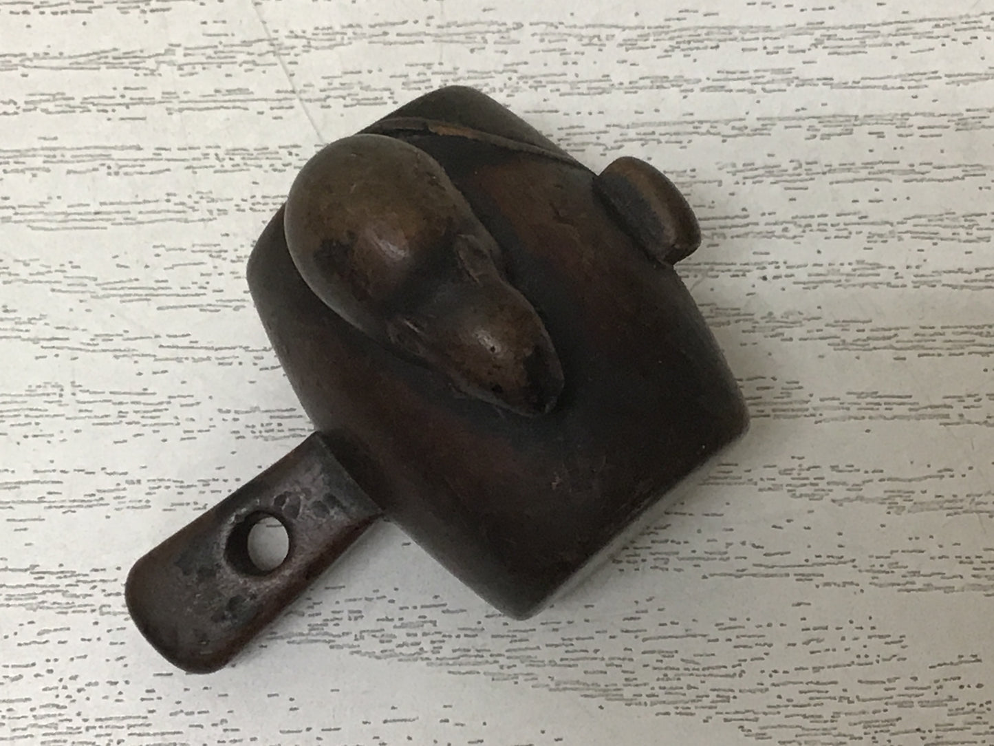 Y2686 NETSUKE Mouse Lucky Mallet wood carving toggle Japan Traditional Antique