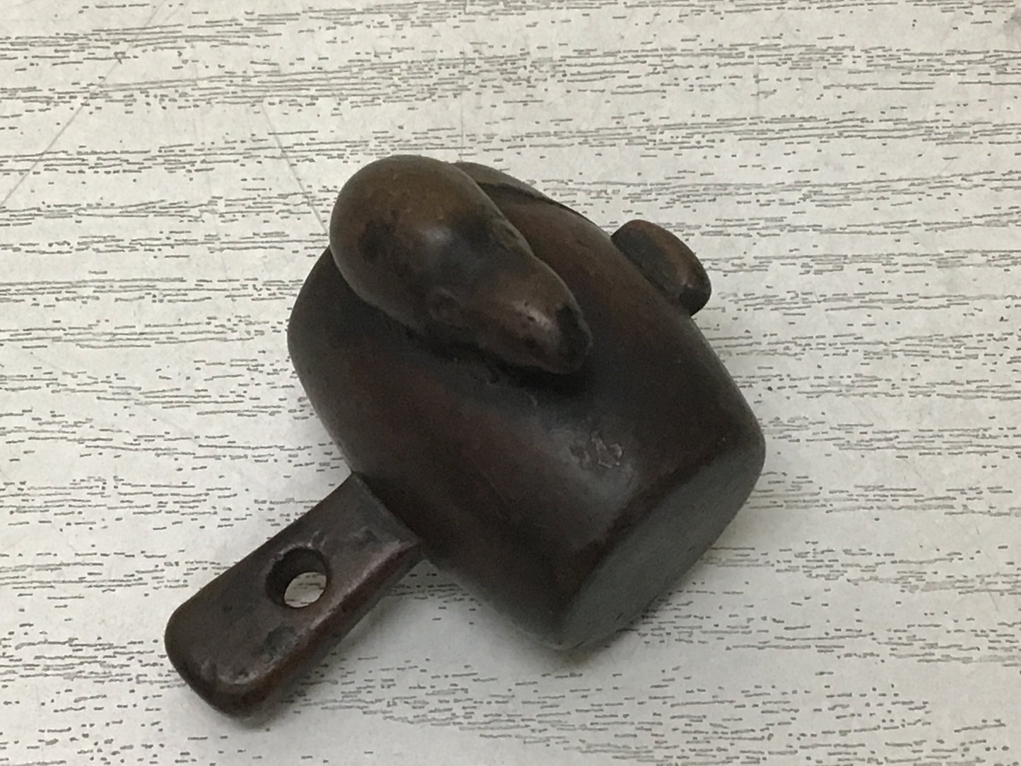 Y2686 NETSUKE Mouse Lucky Mallet wood carving toggle Japan Traditional Antique