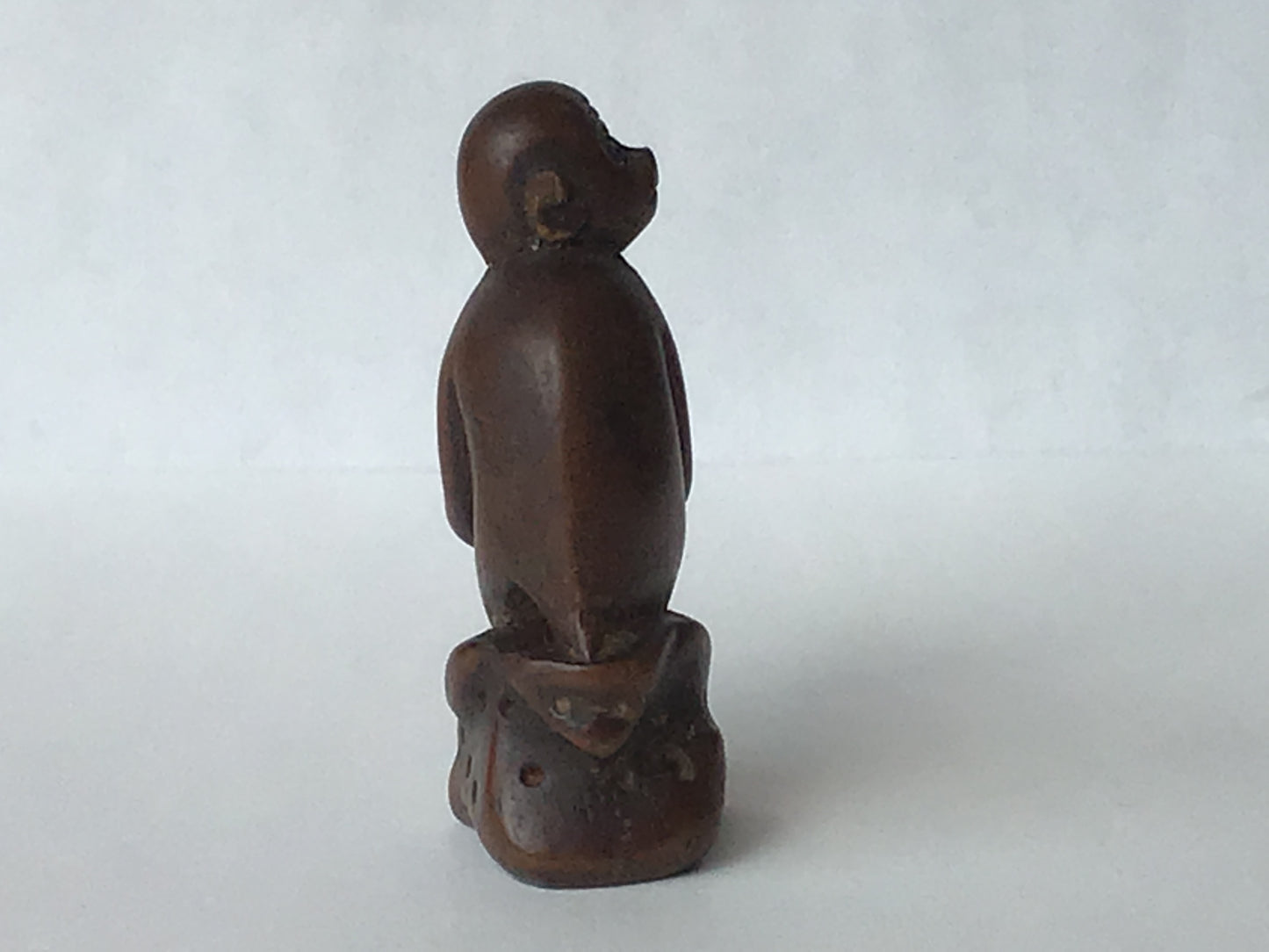 Y2689 NETSUKE Mokey wood carving toggle Japanese Traditional Antique accessory