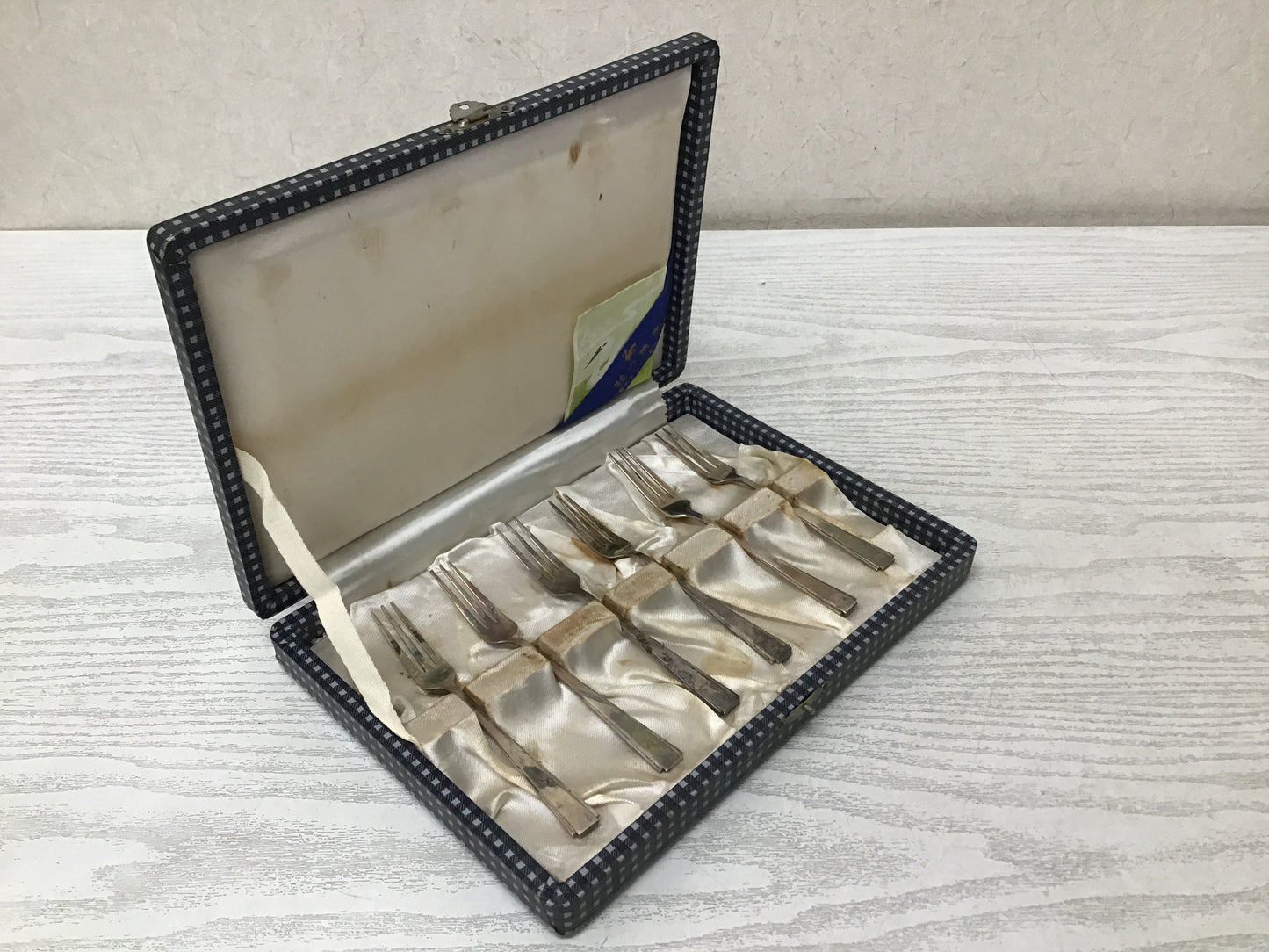 Y2706 CUTLERY Silver Fork Set of 6 box Japanese antique vintage food tableware