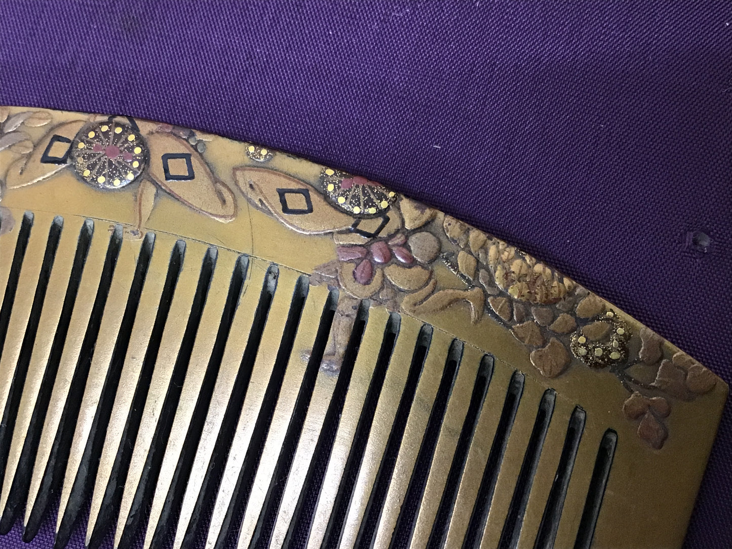 Y2771 KOUGAI  Hair dressing tools set Makie lacquer box Japan antique kimono