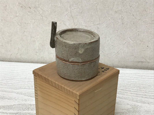 Y2779 BOX Seto-ware Milling Mortar signed box Japanese incense container antique