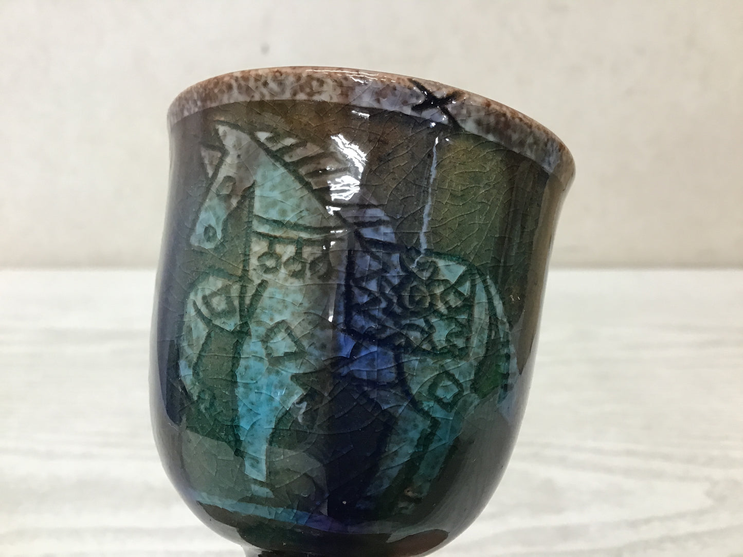 Y2831 CHAWAN Kutani-ware Cup signed box Japanese bowl pottery Japan antique