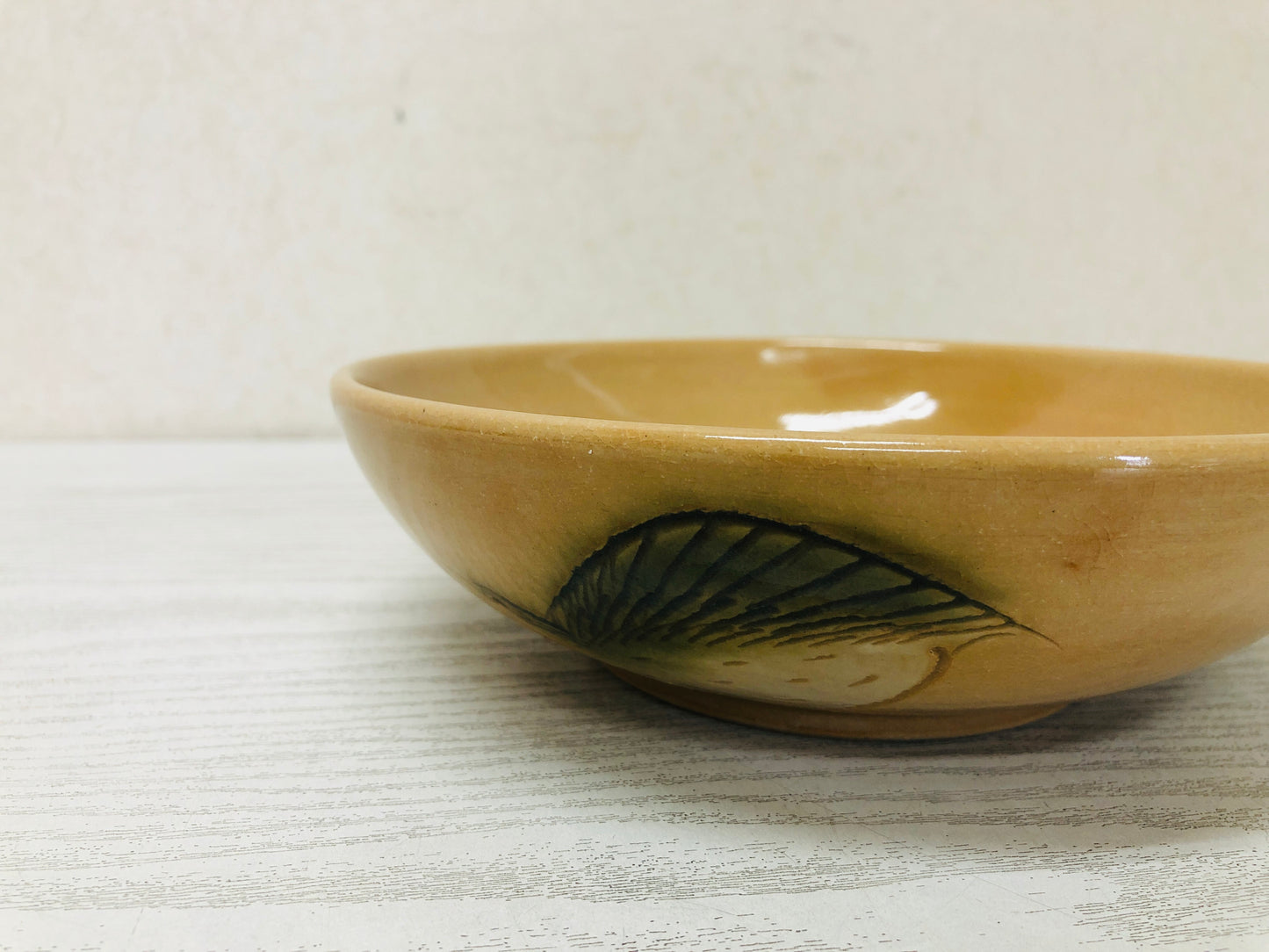 Y2904 CHAWAN Seto-ware Confectionery Candy Bowl signed box Quail Japan antique