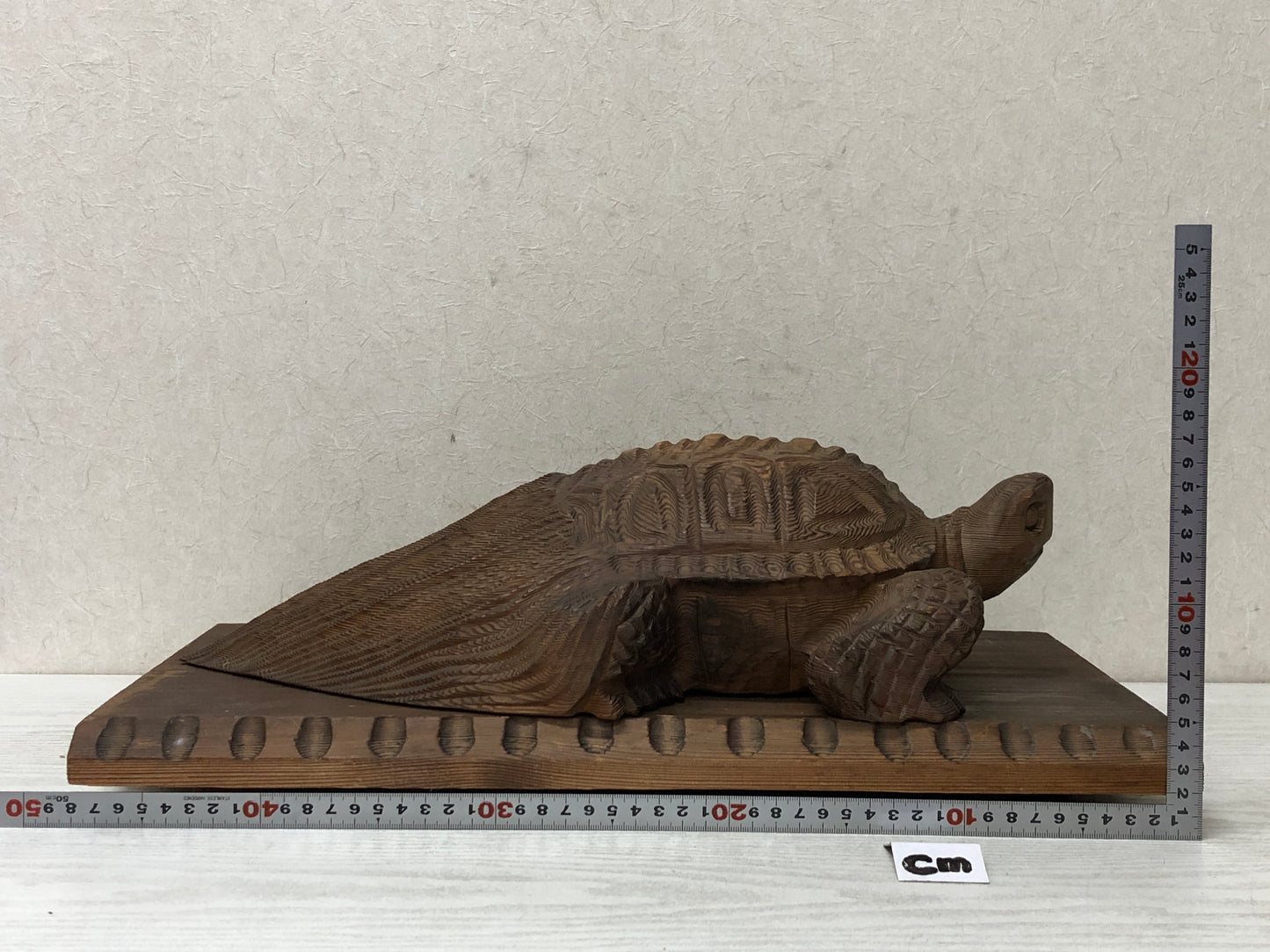 Y2910 OKIMONO wood carving turtle figurine stand Japanese antique statue figure