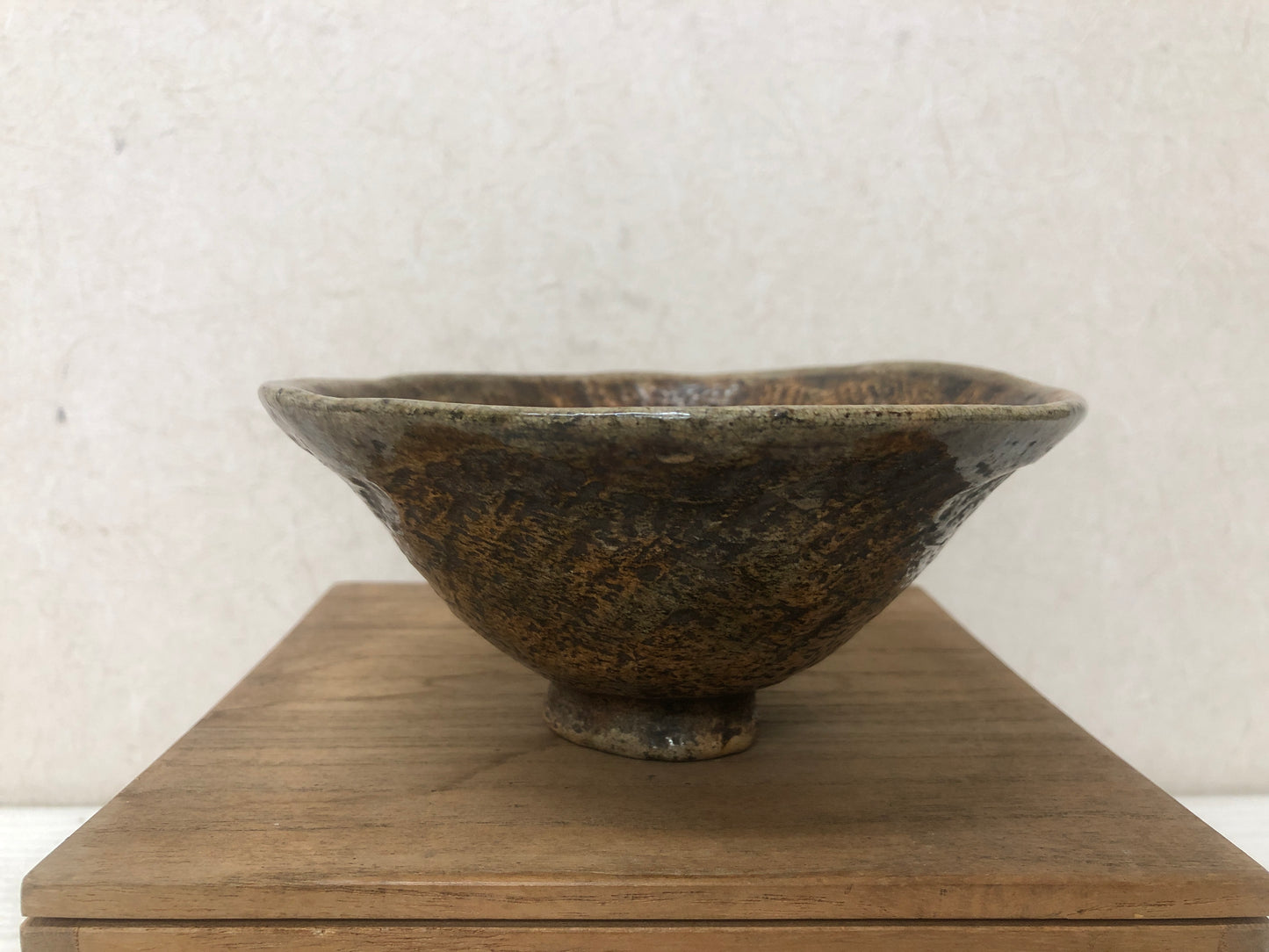 Y2914 CHAWAN Raku-ware signed box Japan tea ceremony bowl antique vintage