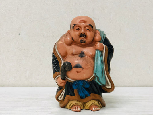 Y2934 OKIMONO Seto-ware Hotei God of Cleverness Japan antique statue decor